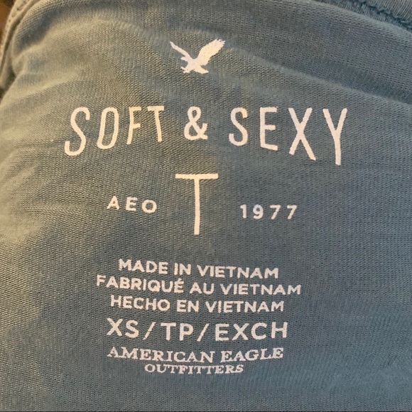 AMERICAN EAGLE Soft and Sexy blue flare sleeve top - Picture 5 of 5